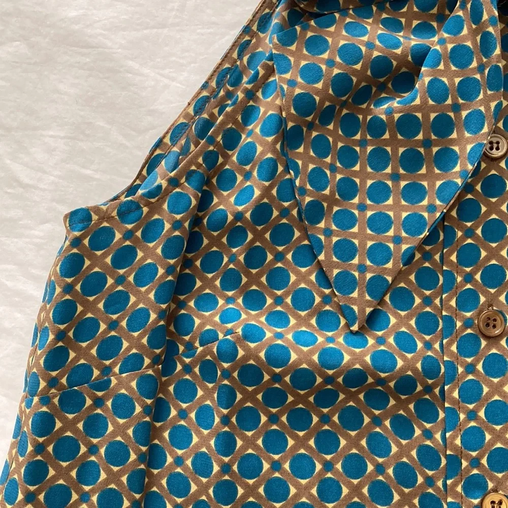 Anthropologie Girls from Savoy sleeveless bow tie silk top, size 0 - Picture 4 of 6
